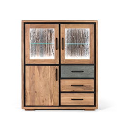 GINER Y COLOMER Aparador de madera de acacia con luces LED